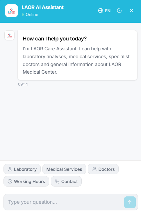 LAOR AI Assistant chat widget